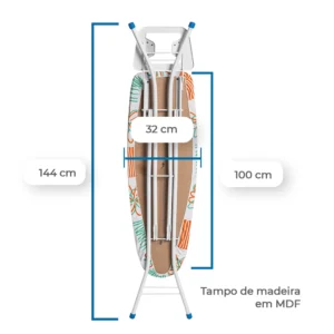 Tábua De Passar Roupa 4001 Madeira MDF (Média) – Forro Térmico Cinza